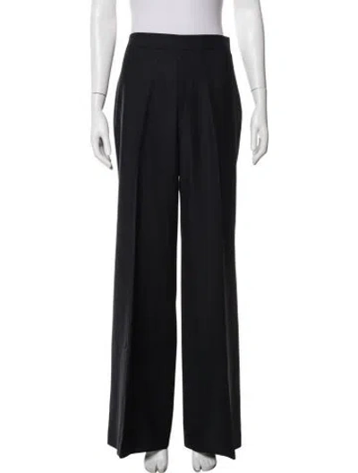 Pre-owned Carolina Herrera Wool Wide Leg Pants In Black