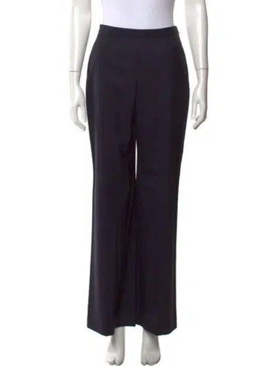 Pre-owned Carolina Herrera Wool Wide Leg Pants In Black