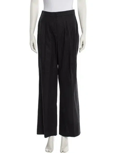 Pre-owned Carolina Herrera Wool Wide Leg Pants In Gray
