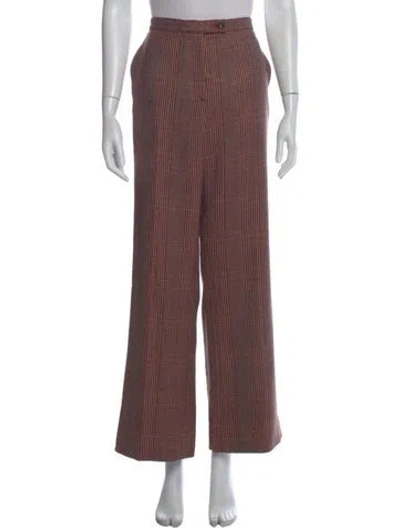 Pre-owned Carolina Herrera Wool Wide Leg Pants In Red
