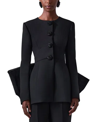 Carolina Herrera Wool-blend Collarless Jacket In Black