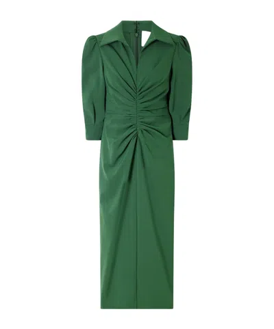 Carolina Herrera Rouched Wool-blend Midi Dress In Multi