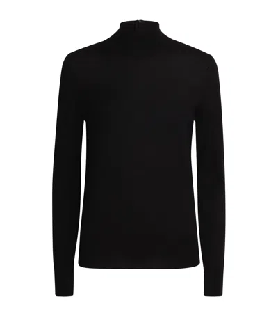 Carolina Herrera Wool-silk-blend Funnel-neck Sweater In Black