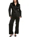 Carolina Herrera Satin Wrap-front Oversized Jacket In Black