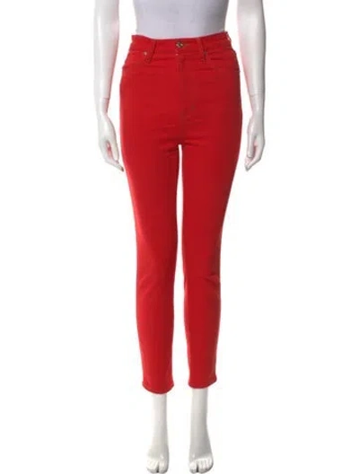 Pre-owned Carolina Herrera X Frame Skinny Leg Pants In Red