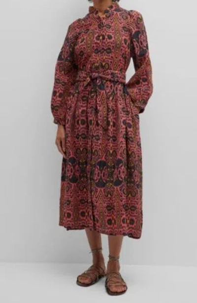 Pre-owned Carolina K $478  Women's Red Kimono Belted Waist Maxi Dress Size X-small