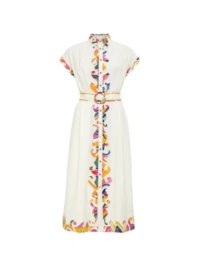 Carolina K Abstract-print Belted Shirt Dress In Multi