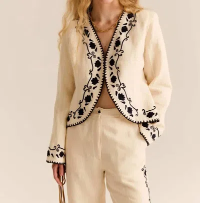 Carolina K Ali Long Sleeve V-neck Jacket In Gardenia In Neutral