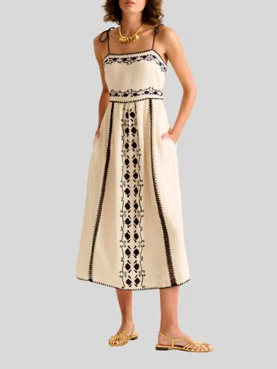 Carolina K Allegra Linen Midi Dress In Gardenia In White