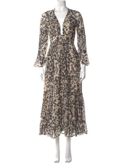 Pre-owned Carolina K Animal Print Long Dress In Neutral