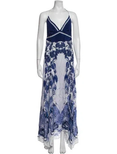 Pre-owned Carolina K Animal Print Long Dress W/ Tags In Blue