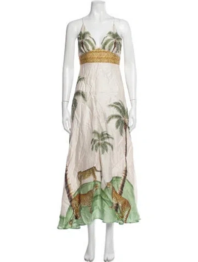 Pre-owned Carolina K Animal Print Long Dress W/ Tags In Neutrals