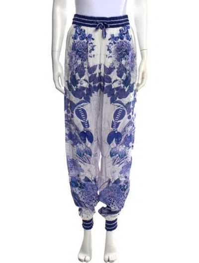Pre-owned Carolina K Animal Print Wide Leg Pants In Blue