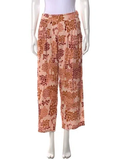 Pre-owned Carolina K Animal Print Wide Leg Pants In Pink