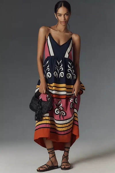 Carolina K Antonella Sleeveless V-neck Midi Dress In Multicolor