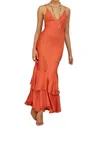Carolina K Ares Dress In Burnt Red In Multi