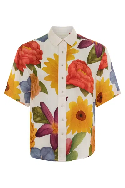 Carolina K Aries Shirt Florals Cream In Red