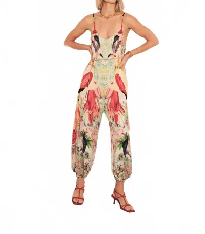 Carolina K Balloon Jumpsuit In Flamingos In Multi