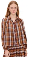 Carolina K Brisa Shirt Brown Plaid In Brown