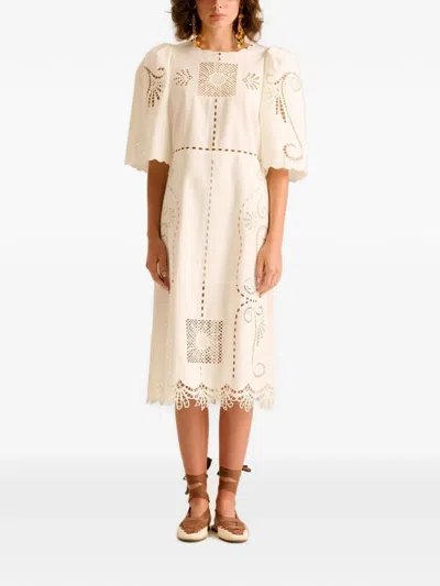 Carolina K Broderie-anglaise Midi Dress In White