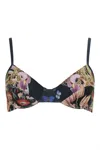 Carolina K Cala Bikini Top In Exotic Bird Black In Multi