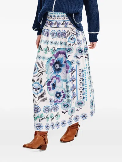 Carolina K Cata Floral-print Maxi Skirt In White