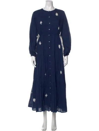 Pre-owned Carolina K Crew Neck Long Dress In Blue