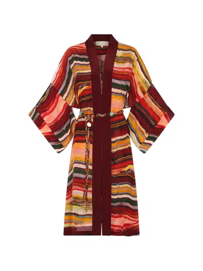 Carolina K Eden Striped Belted Kimono In Multi