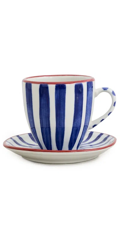 Carolina K Etched Flower Coffee Set Etched Flower Multi In Blue