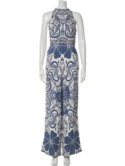 Pre-owned Carolina K Floral Print Halterneck Jumpsuit In Blue