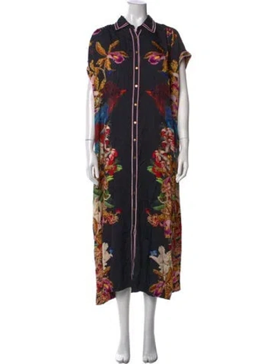 Pre-owned Carolina K Floral Print Long Dress In Black