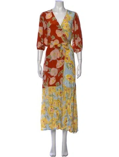 Pre-owned Carolina K Floral Print Long Dress In Blue