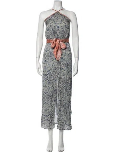 Pre-owned Carolina K Floral Print Long Dress In Blue