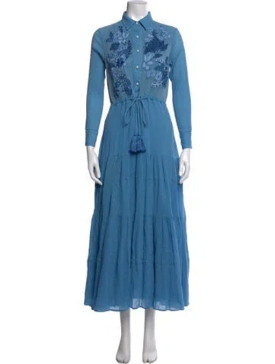 Pre-owned Carolina K Floral Print Long Dress In Blue