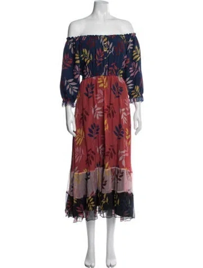 Pre-owned Carolina K Floral Print Long Dress In Blue