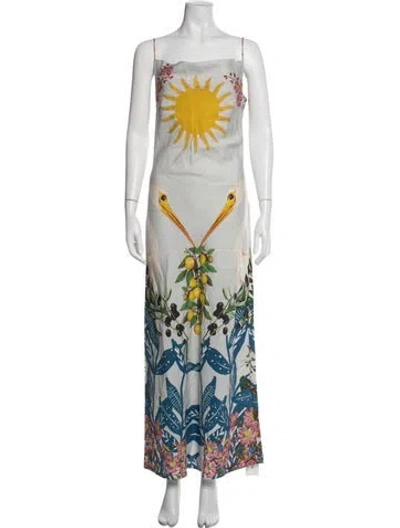 Pre-owned Carolina K Floral Print Long Dress In Blue
