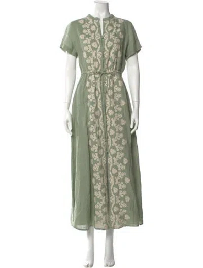 Pre-owned Carolina K Floral Print Long Dress In Green