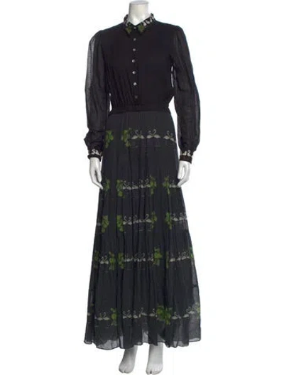 Pre-owned Carolina K Floral Print Long Dress In Green
