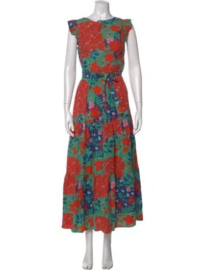Pre-owned Carolina K Floral Print Long Dress In Multi