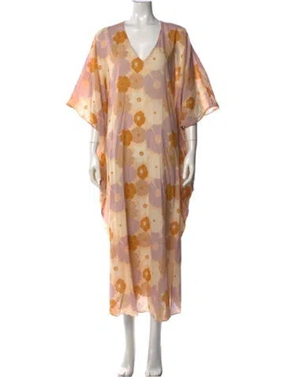 Pre-owned Carolina K Floral Print Long Dress In Multicolor