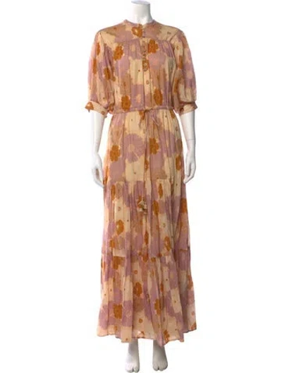 Pre-owned Carolina K Floral Print Long Dress In Multicolor