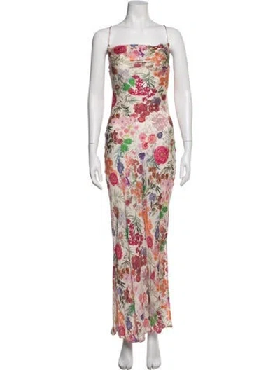 Pre-owned Carolina K Floral Print Long Dress In Multicolor