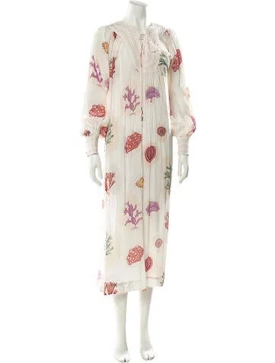 Pre-owned Carolina K Floral Print Long Dress In Neutral