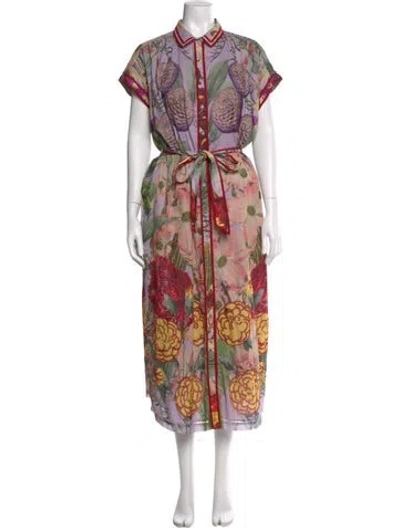 Pre-owned Carolina K Floral Print Long Dress In Neutral