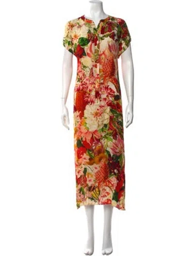 Pre-owned Carolina K Floral Print Long Dress In Neutral
