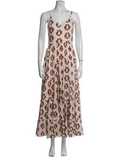Pre-owned Carolina K Floral Print Long Dress In Neutral