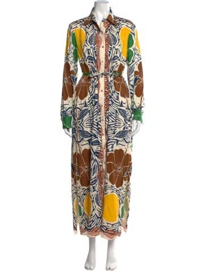 Pre-owned Carolina K Floral Print Long Dress In Neutral
