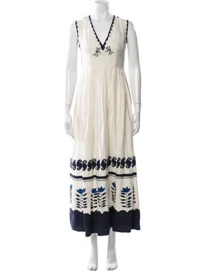 Pre-owned Carolina K Floral Print Long Dress In Neutral