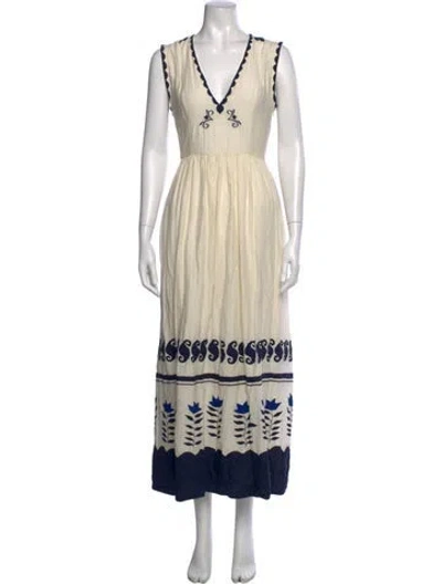 Pre-owned Carolina K Floral Print Long Dress In Neutrals