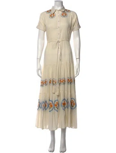 Pre-owned Carolina K Floral Print Long Dress In Neutrals